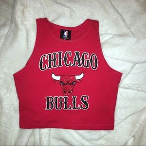 NWOT Red NBA Chicago Bulls Rhinestone Crop Top